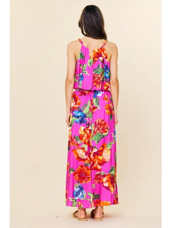 Floral Braided Strap Bubble Hem Tank