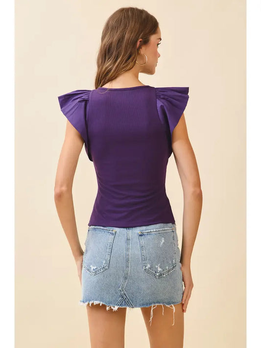 Contrast Ruffle Top