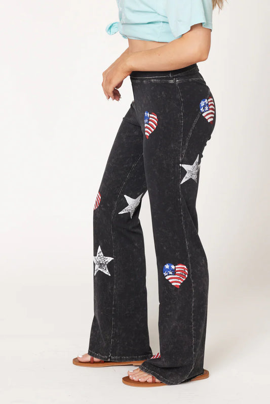 AF Heart/Star Painted Yoga Pants