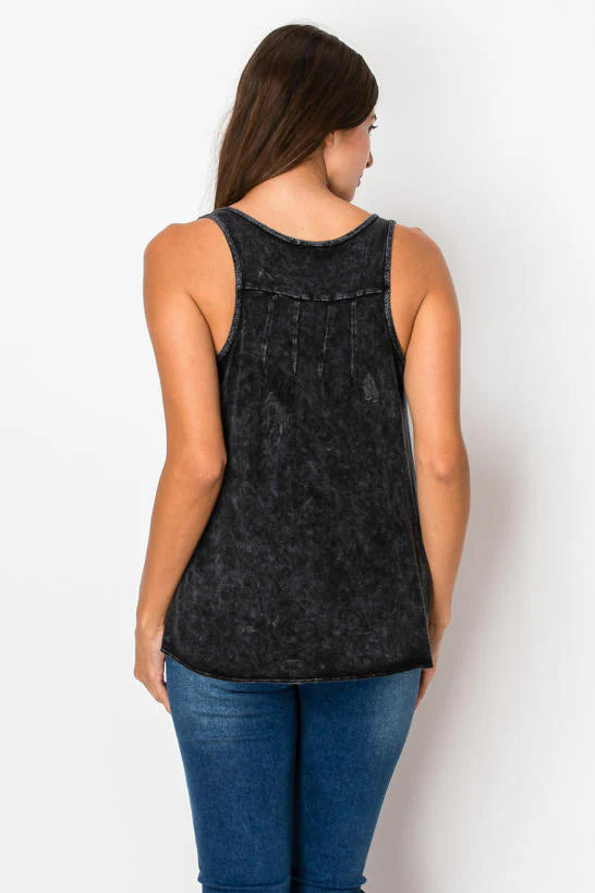 Mineral Wash Pleated Back Tank Top