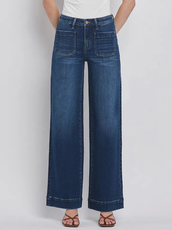 High Rise Patch Pocket Jeans