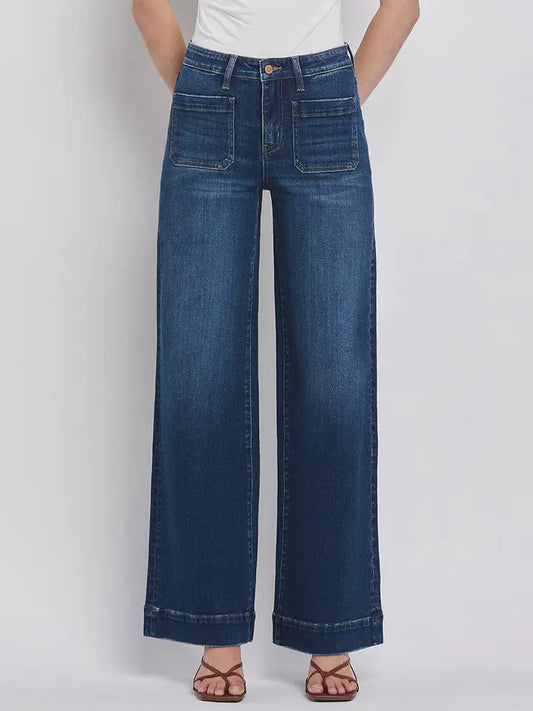 High Rise Patch Pocket Jeans